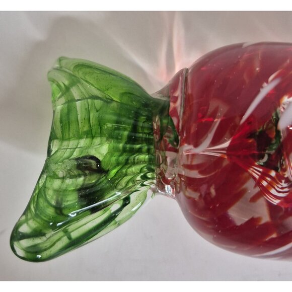 Handcrafted Glass Red And Green Candy Sculpture 6.50"x 2.50" - Picture 3 of 9